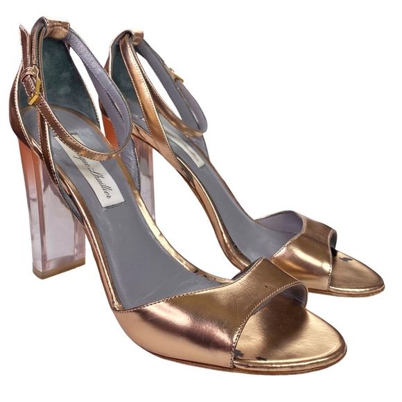 Monique Lhuillier Rose Gold Ava Heels - Size 38.5 - Picture 5 of 12